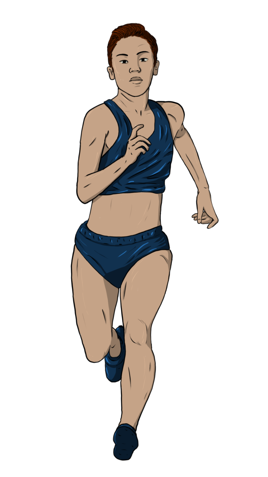 Magnet, aimant de réfrigérateur représentant un sport, elsa abadie penars, course athlétisme féminin femme en tenue bleue qui court