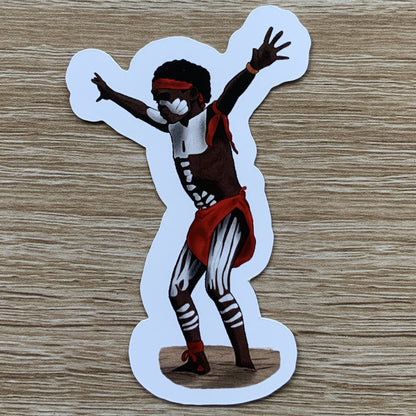 Magnet, aimant de réfrigérateur, frigo, dessin numérique, danse corroboree indigène aborigène enfant garçon 2024 elsa abadie penars