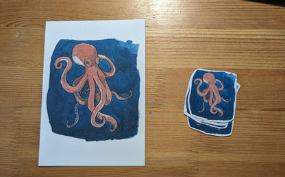 Pieuvre, posters et stickers