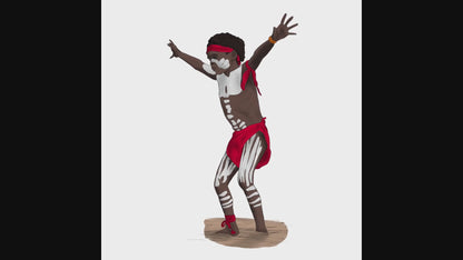 Magnet, aimant de réfrigérateur, frigo, dessin numérique, danse corroboree indigène aborigène enfant garçon 2024 elsa abadie penars timelapse