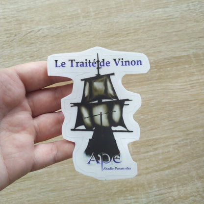 Sticker autocollant représentant le navire du capitaine Mel dans le roman Le traité de Vinon fantasy de elsa abadie penars